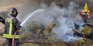 Budoia, incendio in un deposito di rotoballe