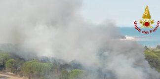 Bibione, la pineta è in fiamme. Richiesti Canadair
