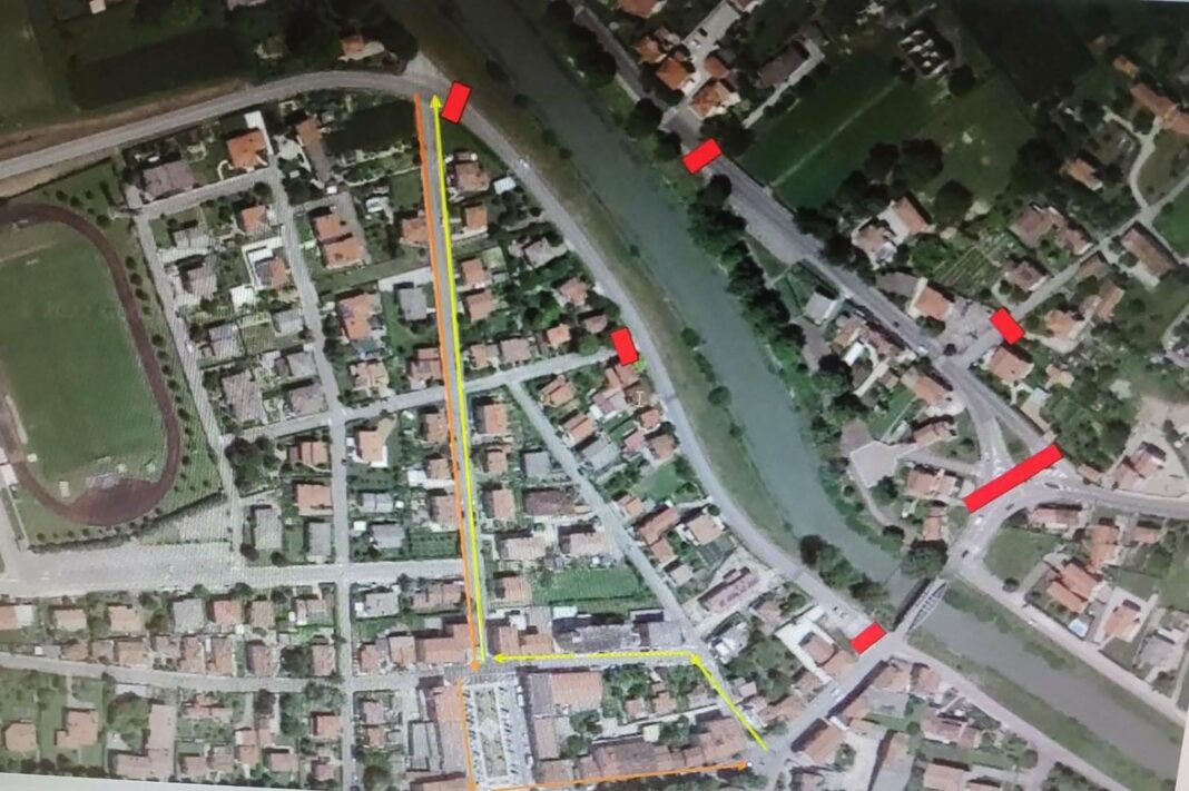 VeneziaOrientale@news: la mappa di San Stino con l'area interessata all'evacuazione