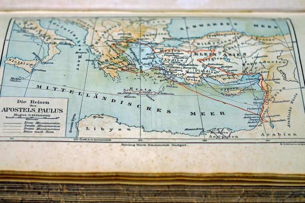 Una mappa antica del Mediterraneo