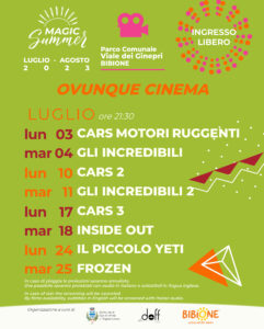 Locandina cinema all'aperto, Bibione, Ovunque cinema, Magic Summer, estate