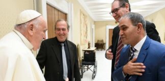 Papa Francesco riceve Bassam e Rami, i padri del libro ‘Apeirogon’ Papa Francesco, Bassam Aramin, Rami Elhanan