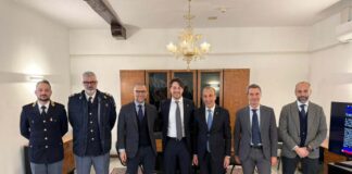 Stefani in Questura a Venezia per un saluto al questore Bonaccorso Stefani in Questura a Venezia